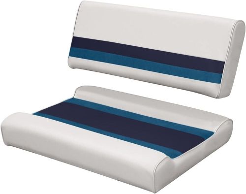 Wise 8wd125ff deluxe series pontoon flip-flop seat cushion set white/navy/blue