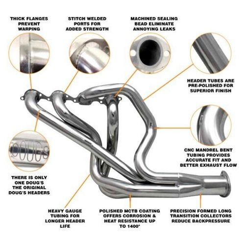 Doug&#039;s headers d104 - 4-tube steel metallic ceramic coated long tube exhaust