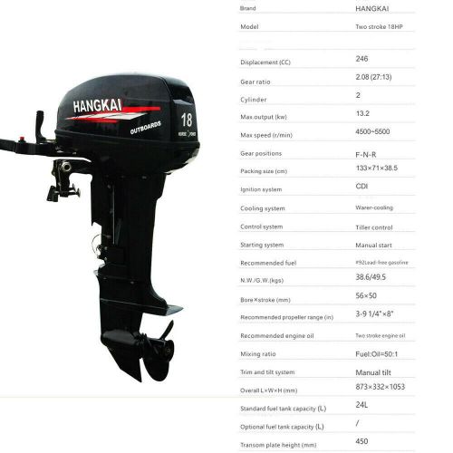 2-stroke 18hp outboard motor short shaft engine for rubber boat inflatable boat