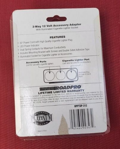 Roadpro cargill 3-way 12-volt adapter (rpptsp-312) cigarette light port extender