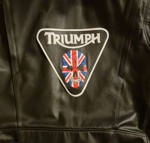 Triumph motorcycles union jack skull back patch. sew on type. nice new