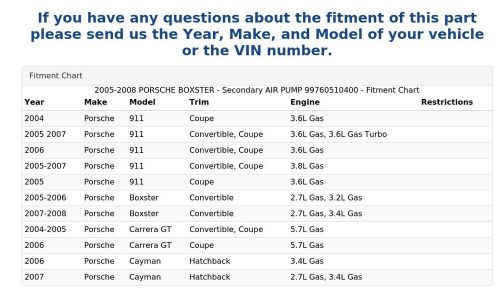 2005-2008 porsche boxster - secondary air pump 99760510400
