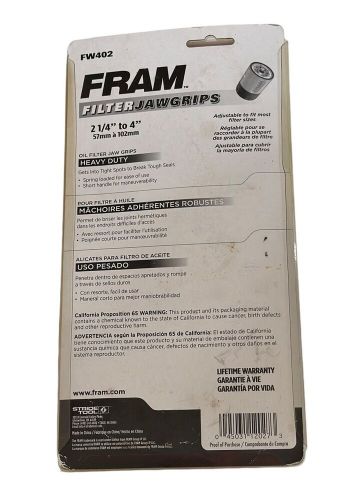 Oil filter wrench/jawgrips, fram fw402 for 2 1/4&#034; to 4&#034; filters