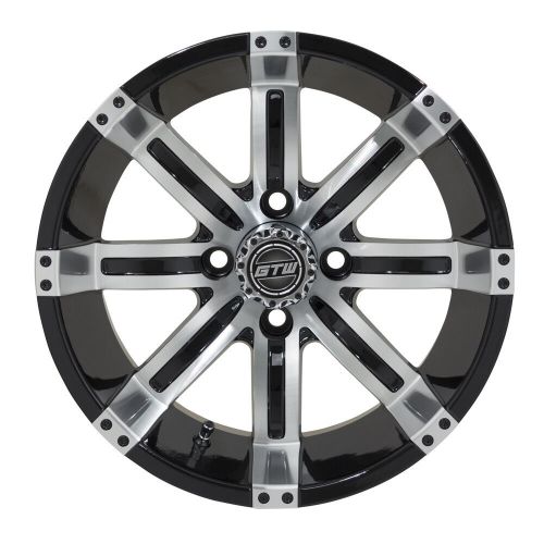 Gtw machined/black golf cart wheel | 12x7 | centered | 4x101.6mm bolt pattern