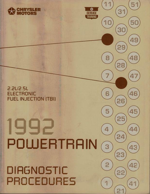 1992 chrysler 2.2 & 2.5l factory fuel injection diagnostics manual