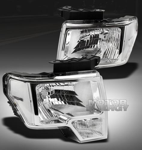 2009-2012 ford f-150 pickup truck crystal headlights chrome clear 2010 2011 pair