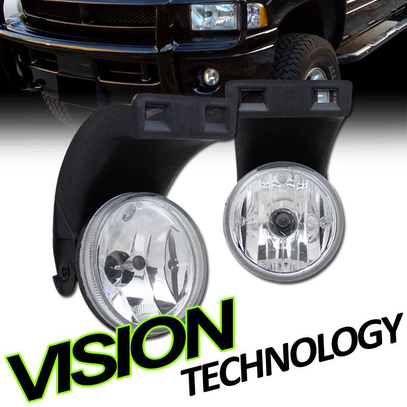 99-01/02 dodge ram pickup/truck clear lens driving/bumper fog lights lamps+bulbs