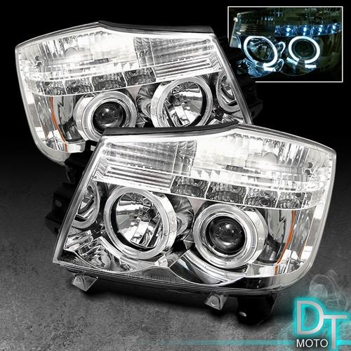 04-13 titan armada dual halo projector led headlights lights lamps left+right