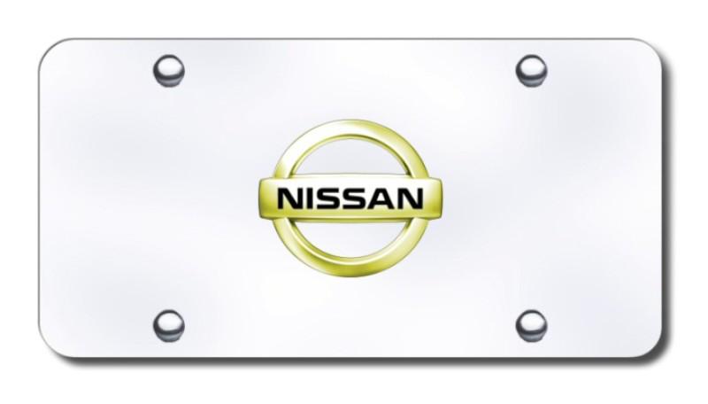 Nissan logo gold on chrome license plate made in usa genuine