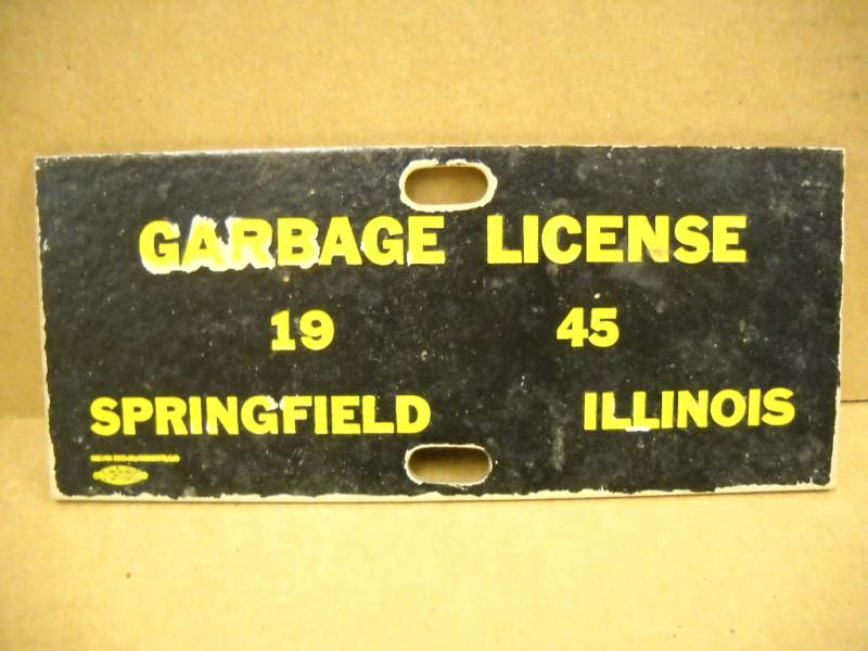 Springfield illinois garbage license plate 1945