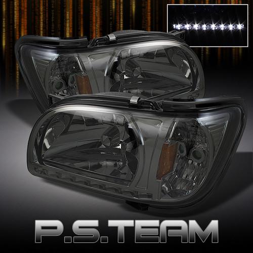 Smoked 01-04 tacoma 2in1 crystal drl led headlights w/black trim corner signal