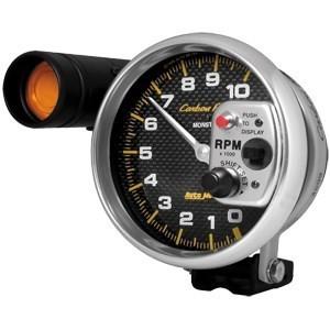 Autometer 5in. tach; 10000 rpm; shift-lite; carbon fiber