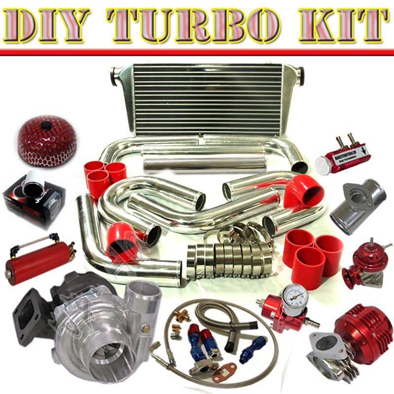 T3/t4 turbo+31" intercooler+2.5" u-pipe piping kit+bov type-rs+oil line c/red