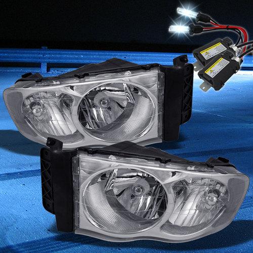 Slim xenon 8000k hid+02-05 dodge ram headlights replacement lamp head lights set