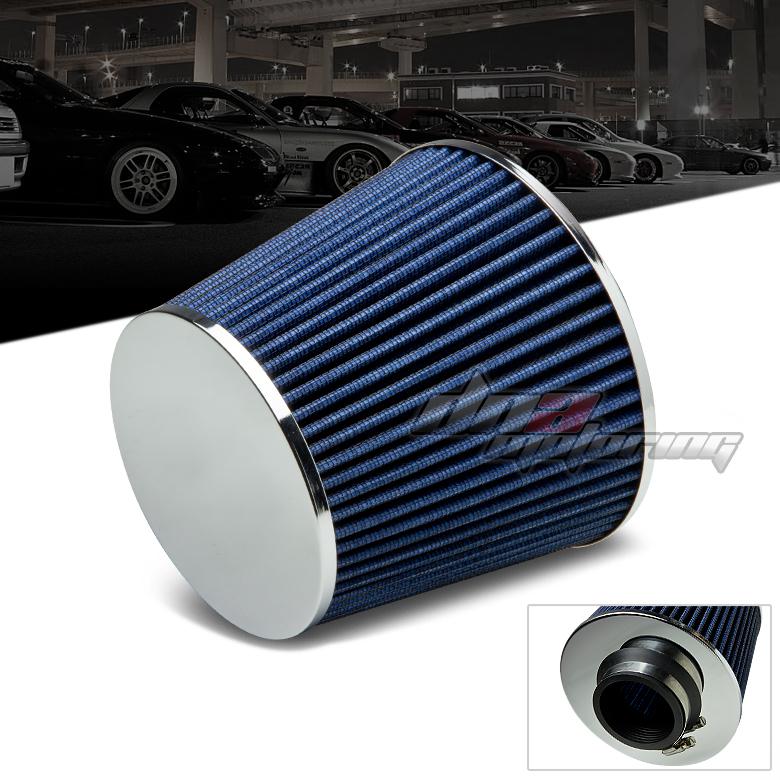 2.5" blue cold air/short ram race intake/turbocharger flat-top cone gauze filter