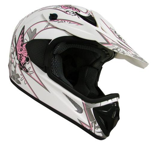 White pink butterfly dirt bike atv motocross helmet ~m