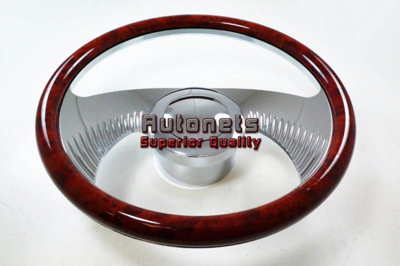 Wood veneer wings billet camaro hot rod steering wheel aluminum horn adapter