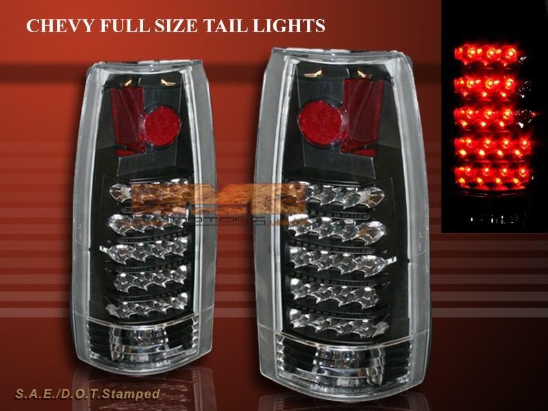 1992-98 yukon tahoe suburban 88-99 chevy gmc full size ck tail lights led black