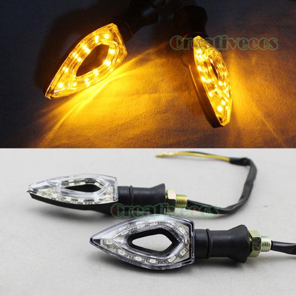 2x amber yellow motorcycle scooter smd led turn signal indicators lights lamps