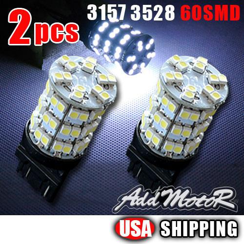 2 x super white 3157 drl led light bulbs lamp 60-smd 3156 t25 3757 4114 3157