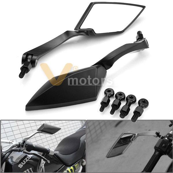 2x black diamond blade style side mirror for street standard bike honda ducati 