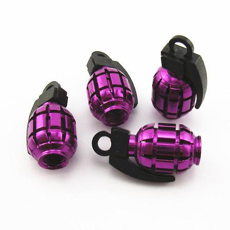 Purple grenade bomb aluminum alloy tyre tire valve air dust cap modify for honda