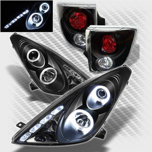 00-05 toyota celica twin halo led projector headlights+tail lamp head lights set