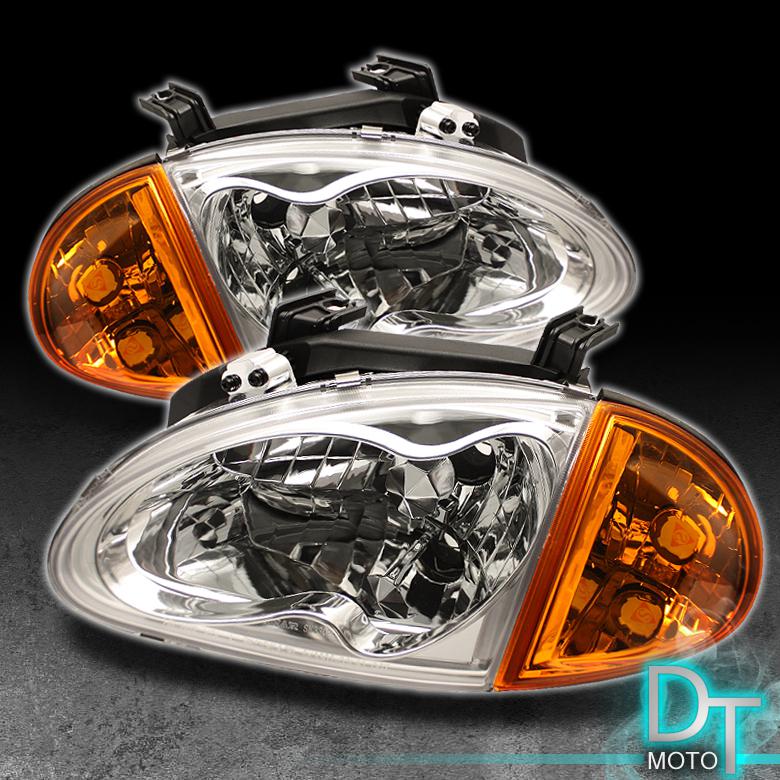 93-97 honda del sol crystal clear head lights+jdm all amber corner signal lamps