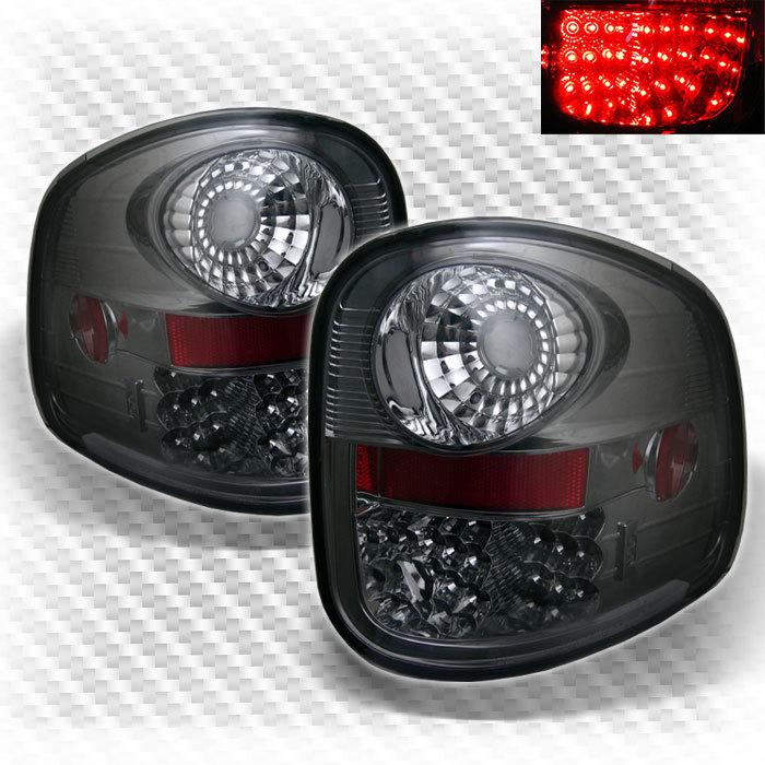 Smoked 97-03 ford f150 flareside led tail lights rear brake smoke lamps pair set