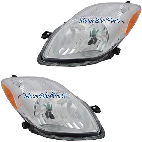 09-11 toyota yaris hatchback headlights headlamps left + right pair