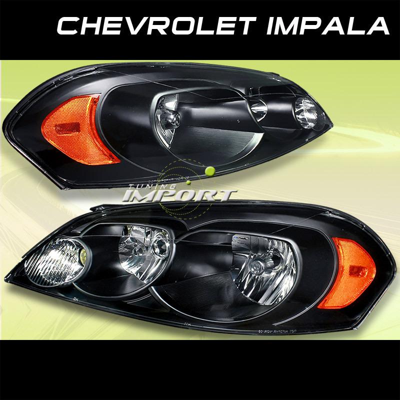 06-12 chevy impala 06-07 monte carlo black head lamps lights pair amber signal