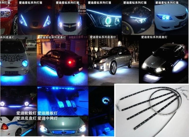 2x60cm blue side shine flexible led strip light waterproof for car truck