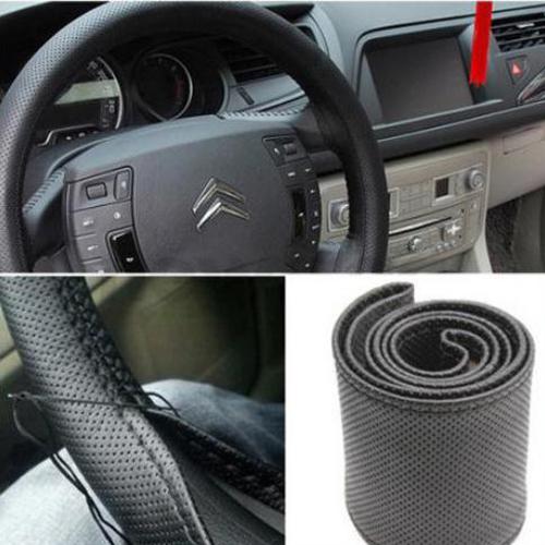 New leather diy car steering wheel cover with needles and thread 3 color choose