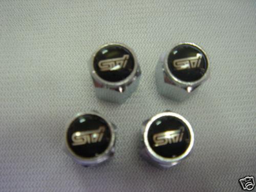 Subrau sti wheel air valve caps set 4 pieces impreza wrx