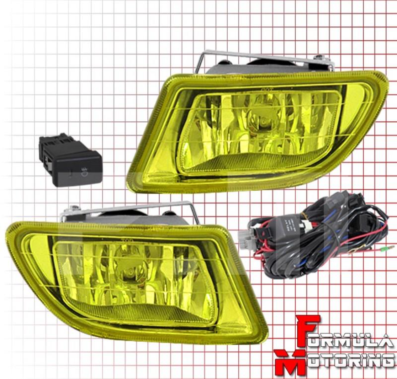 Honda odyssey 99-04 yellow lens front bumper fog lights lamps +wring kit+switch