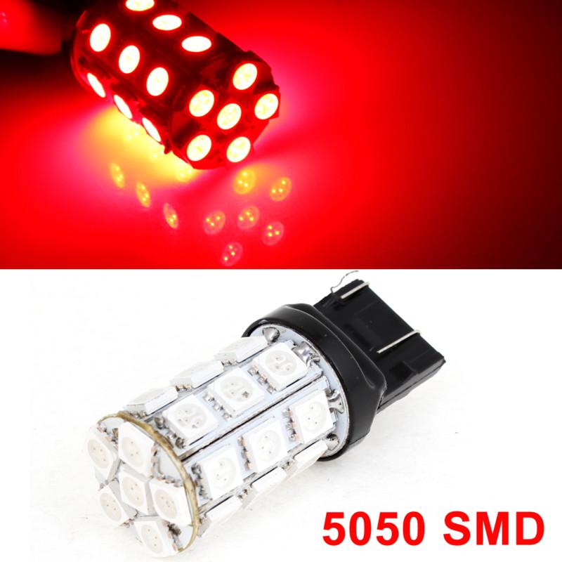 Auto car 7443 7440 t20 27 led 5050 smd tail brake light lamp bulbs red dc 12v