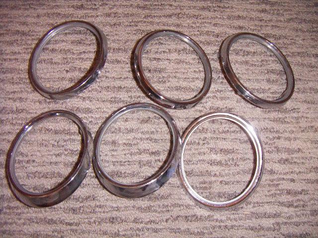 1965 impala chevy rear taillight bezels complete set of 6 nice cond all tabs 