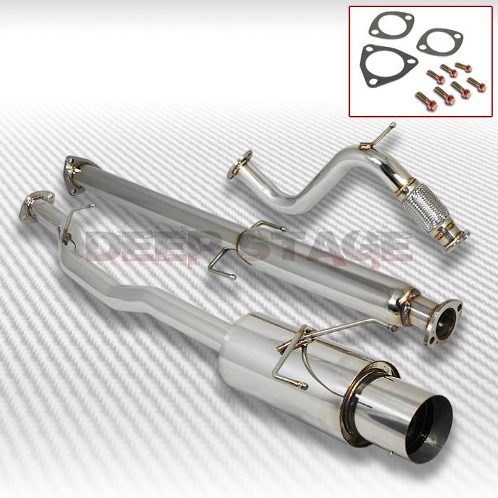 Stainless cat back exhaust 4.5" tip muffler 94-97 honda accord h22/f22 4cyl 