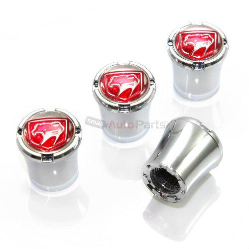 4 dodge viper red logo chrome abs tire/wheel air pressure stem valve caps covers