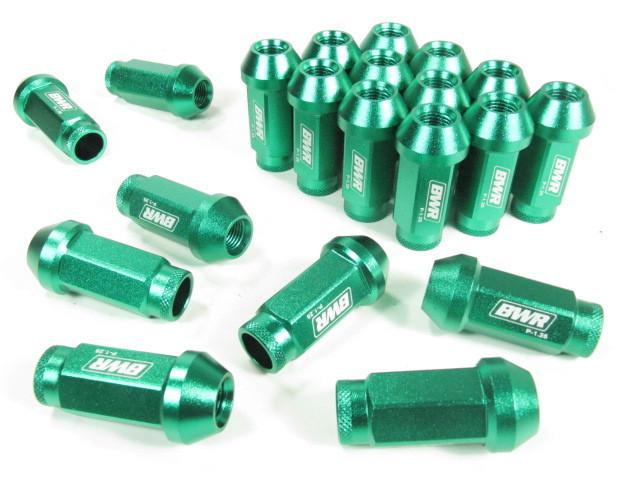 Blackworks forged extended open ended wheel tuner lug nuts green 12x1.25mm 20pcs