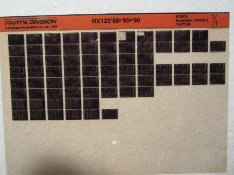1988 1989 1990 honda motorcycle nx125 microfiche parts catalog nx 125
