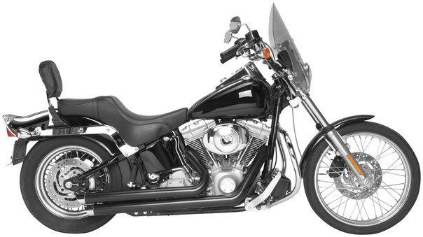 Rush crossover exhaust full system angled 1.50 black for harley softail 07-10