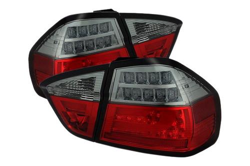 Spyder be9006lbg2rs smoke euro tail lights rear stop lamps w leds 1 pair