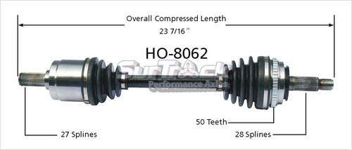 Surtrack perf axles ho-8062 cv half-shaft assembly-new cv axle shaft