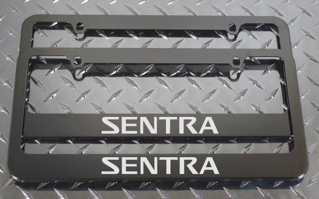 2 brand new nissan sentra gunmetal license plate frame + screw caps