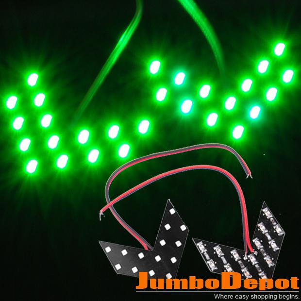 Hot set green 14smd arrow panel led light car side mirror turn signal rear view