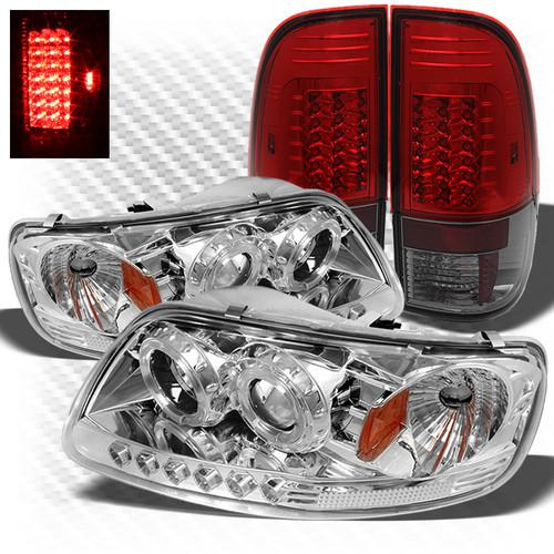 97-03 f150 1pc halo projector headlights + r/s philips-led perform tail lights