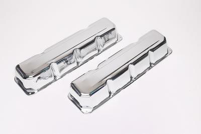 Trans-dapt 9174 valve covers stock height steel chrome plain amc v8 pair