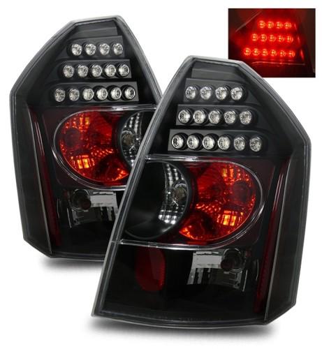 05-07 chrysler 300c srt8 vip style euro black led tail lights rear brake lamps