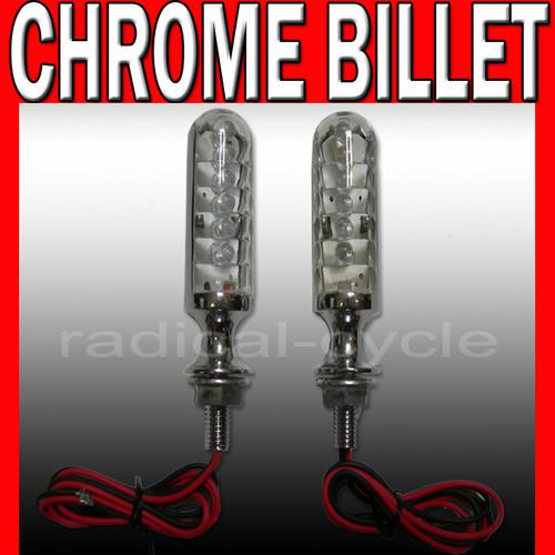 New! chrome billet led motorcycle turn signals pair honda vf 750,vf 1100